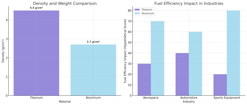 tableau de comparaison des poids aluminium et titane