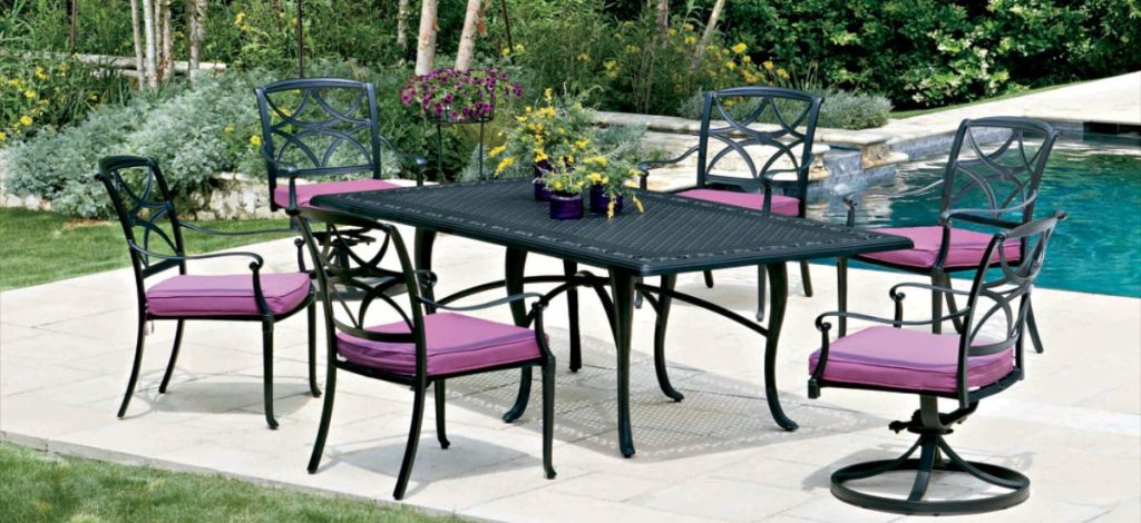 Woodard WILTSHIRE Cast Aluminum Rectangle Diningset 6chairs outdoor furniture Grasonville MD 1